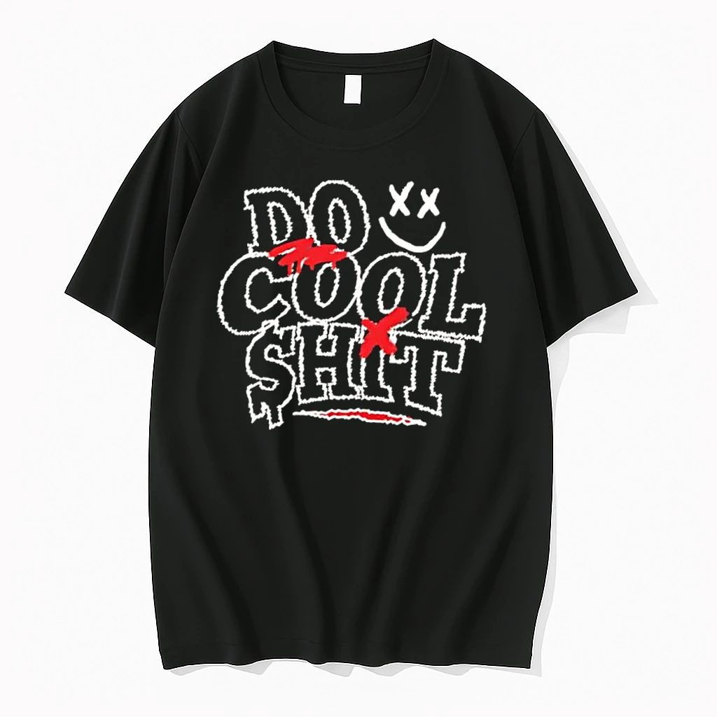 Do Cool Shit White Scribble Text Smiley Face Red Paint Shirts