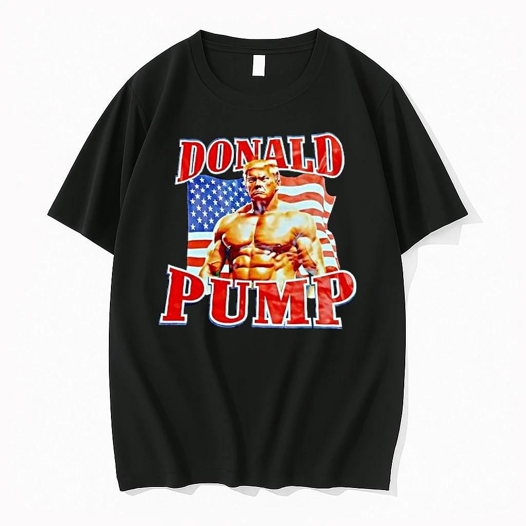 Donald Pump Muscular Donald Trump American Flag Graphic Shirts