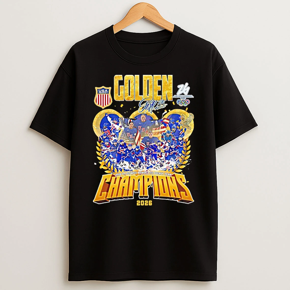 Double Gold Medalists 2026 Us Olympic Womens Ice Hockey Team Champions Shirts