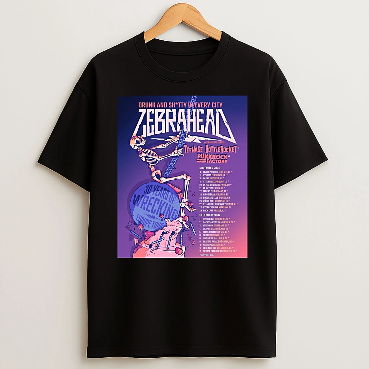Drunk And Shitty In Every City Zebrahead 30 Years Of Wrecking November December 2026 Shirts