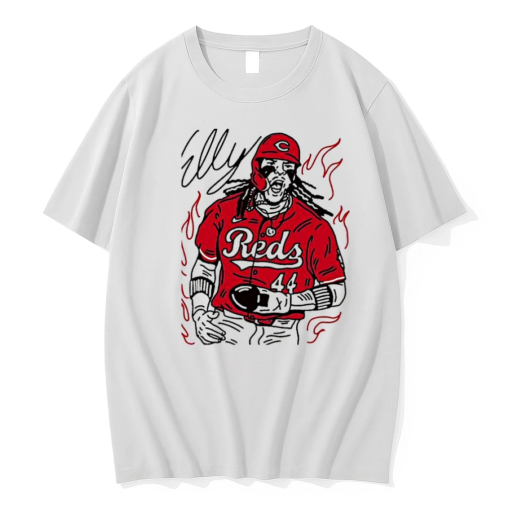 Elly Reds 44 Baseball Player Action Illustration Graphic Shirts