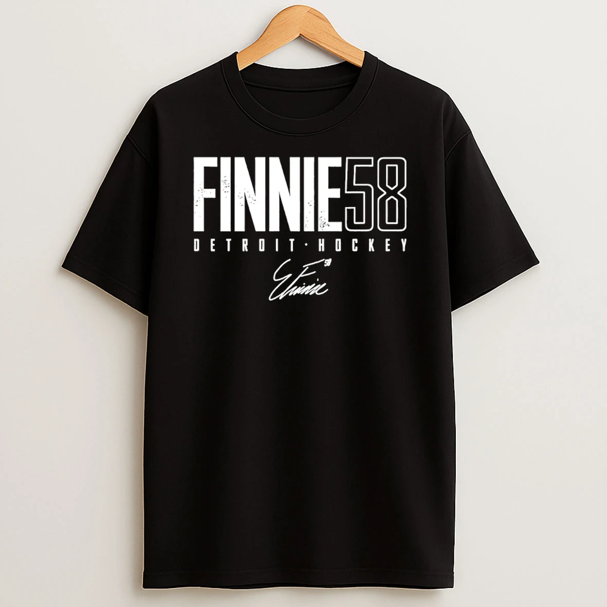 Emmitt Finnie Detroit Red Wings Hockey Elite Number 58 Signature Shirts