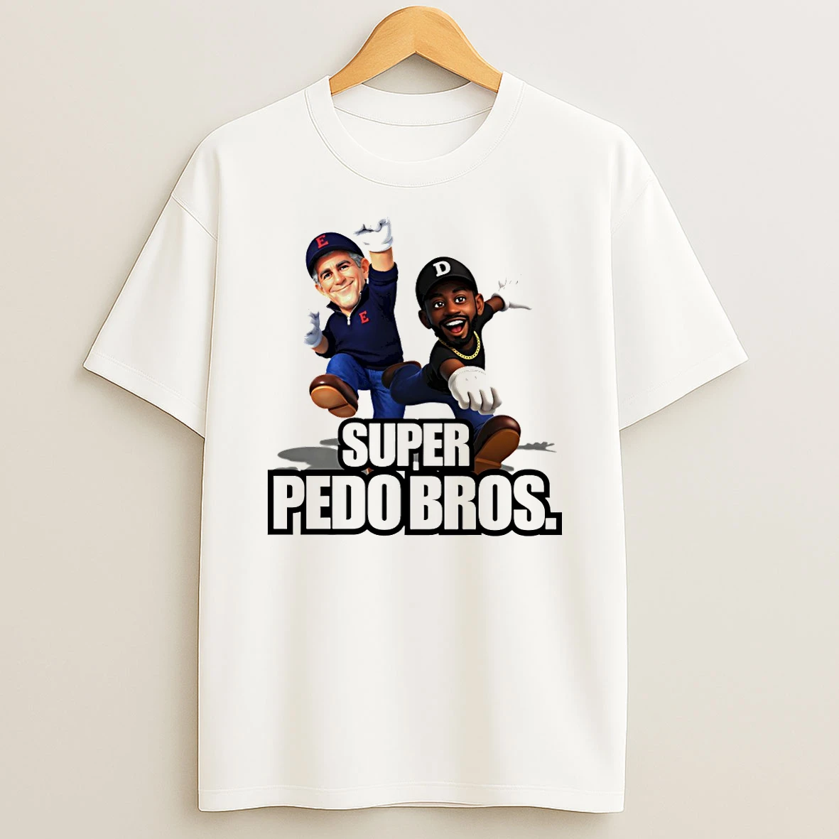 Epstein Files Cartoon Super Mario Bros Super Pedo Bros Parody Shirts