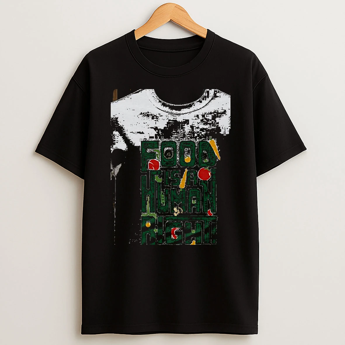 Food Is A Human Right Vegetable Typography Healthy Eating Shirts
