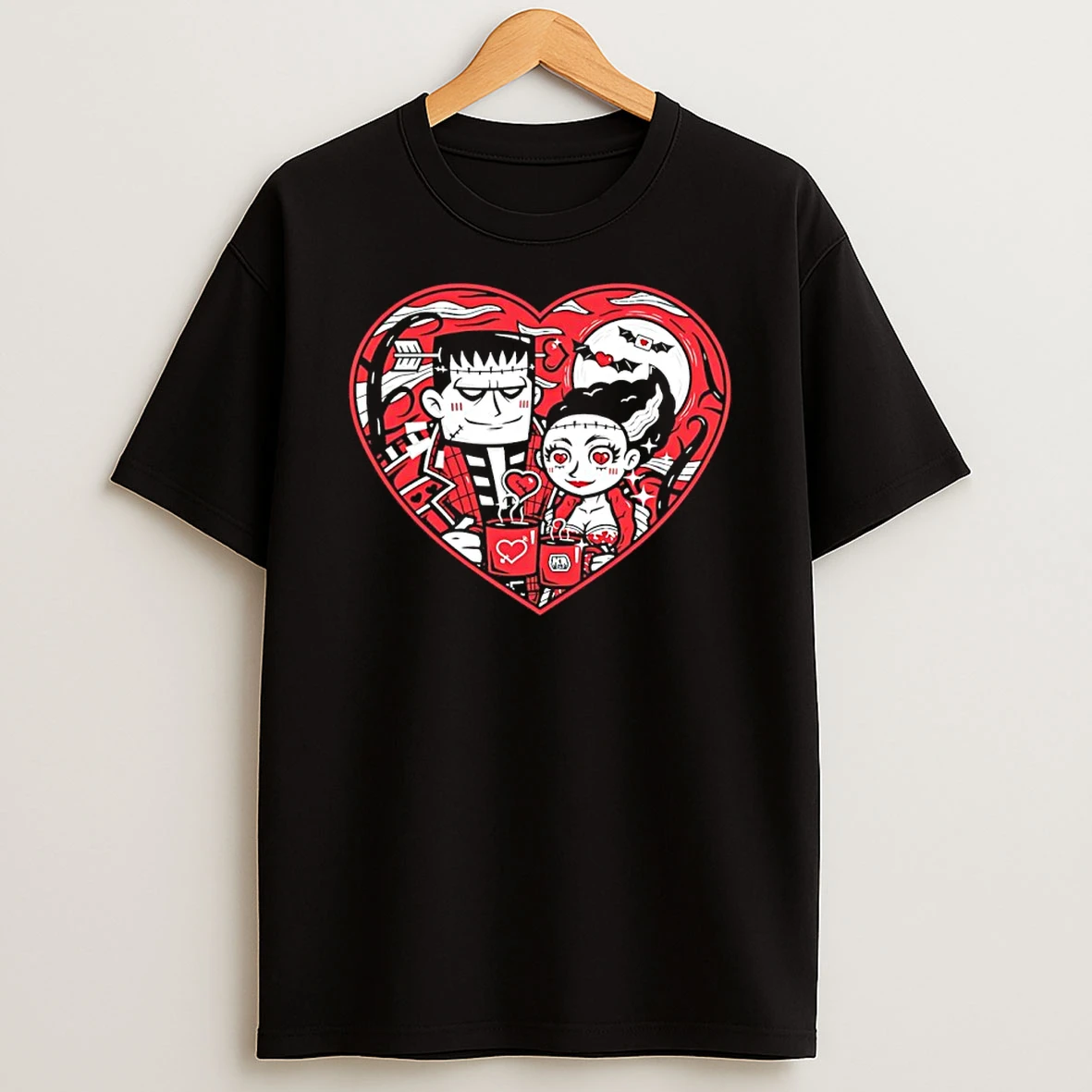 Franken Love Frankensteins Monster And Bride Of Frankenstein Valentines Day Shirts