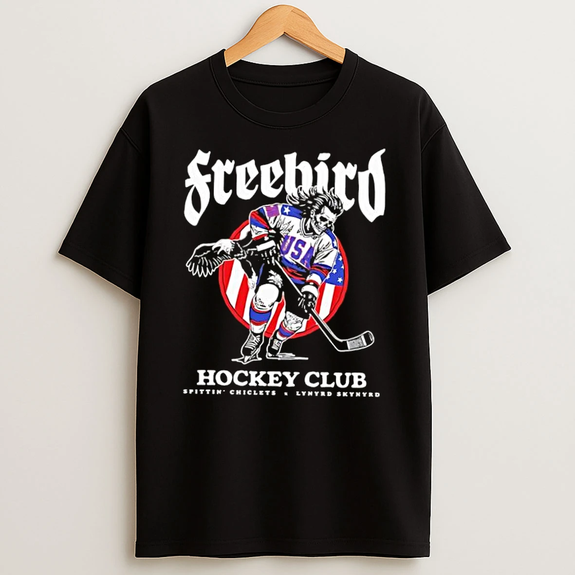 Freebird Hockey Club Spittin Chiclets Lynyrd Skynyrd Skeleton Shirts