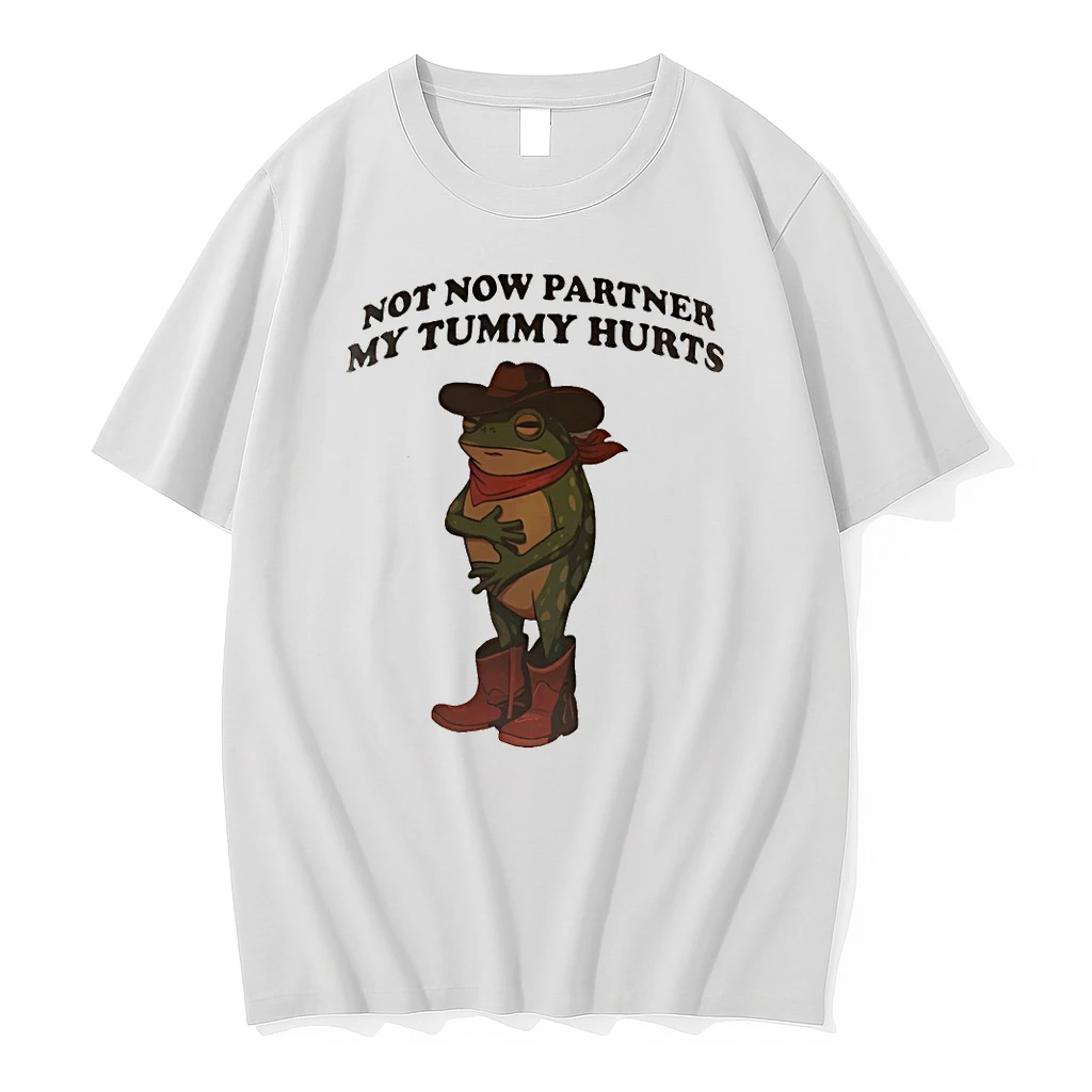 Frog Cowboy Not Now Partner My Tummy Hurts Vintage Funny Shirts