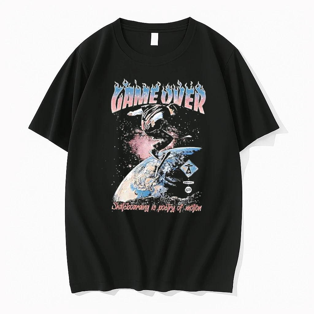Game Over Skateboarding Is Poetry Of Motion Space Astronaut Shirts