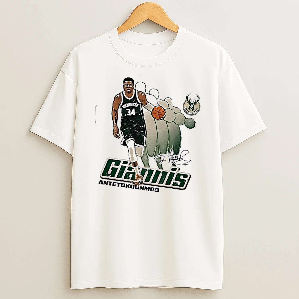 Giannis Antetokounmpo 34 Milwaukee Bucks Retro Signature Shirts