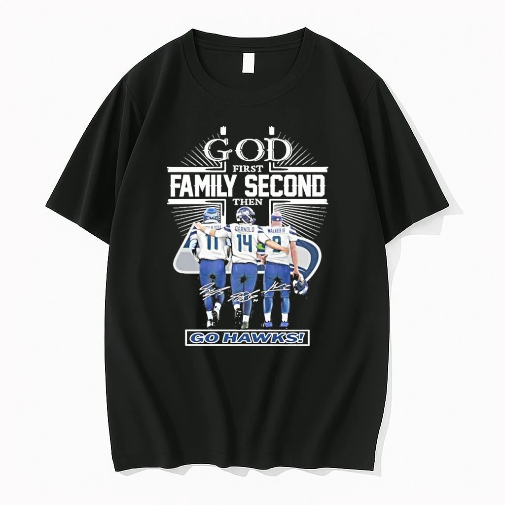 God First Family Second Then Seattle Seahawks Go Hawks Super Bowl Lx Shirts