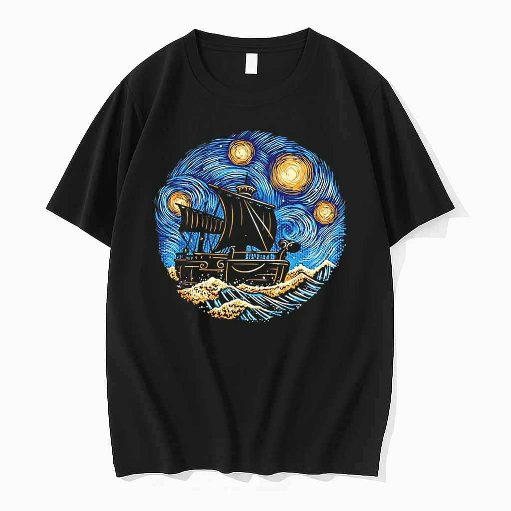 Going Merry Pirate Ship One Piece X Van Goghs Starry Night A Starry Expedition Shirts