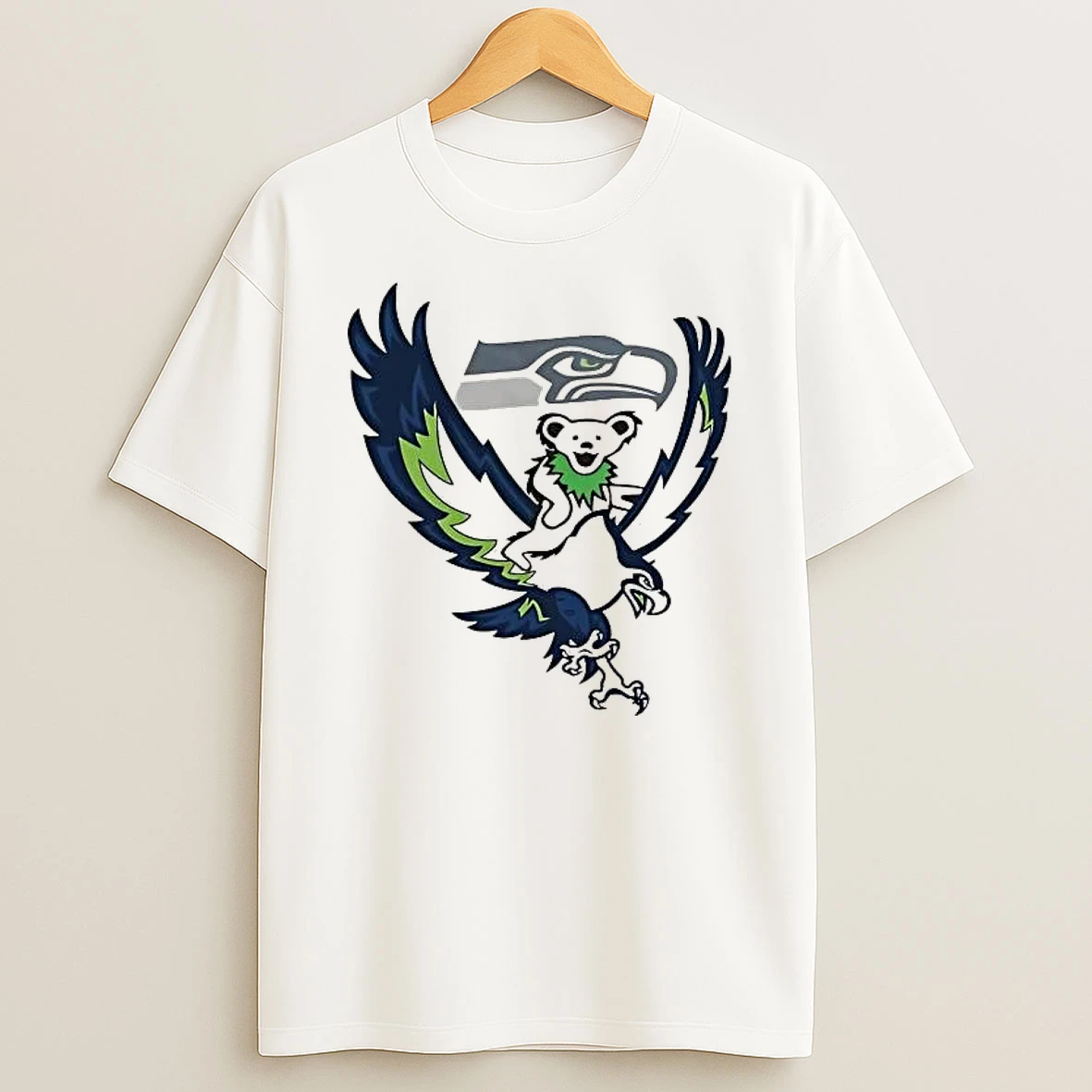 Grateful Dead Dancing Bears Riding Hawk Seattle Seahawks Tee Shirts