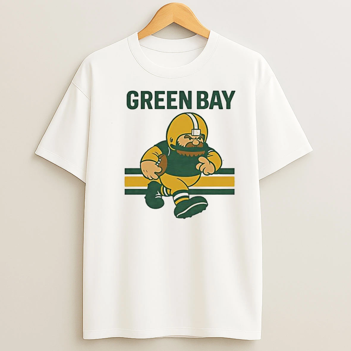 Green Bay Football Player Retro Character Sport Shirts