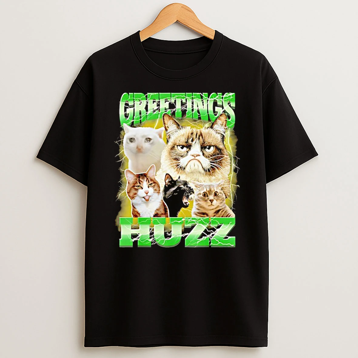 Greetings Huzz Cats Meme Shirts