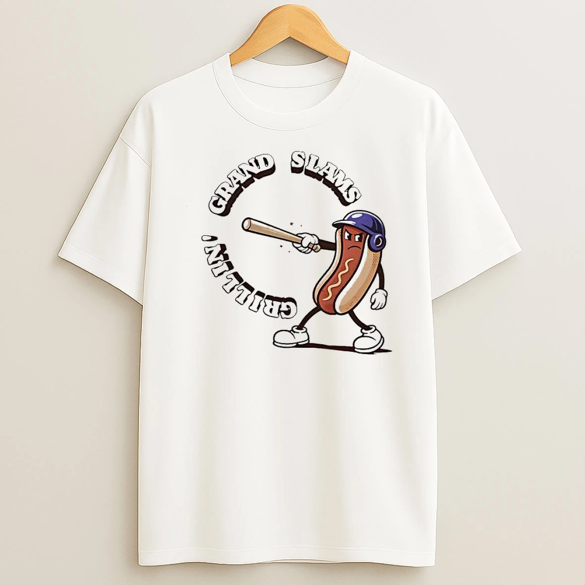 Grillin Grand Slams Hotdog Baseball Character Shirts