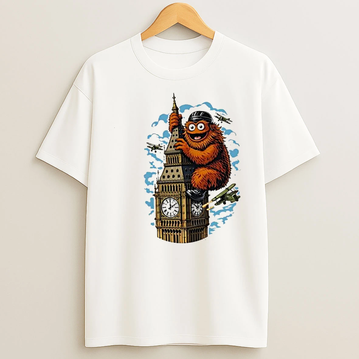 Gritty King Kong Big Ben London British Planes Shirts