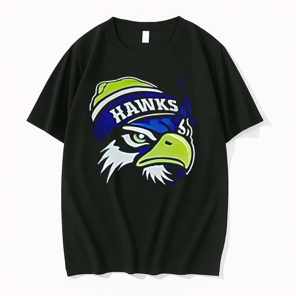 Hawks Eagle Mascot Wearing Beanie Hat Seattle Sports Shirts