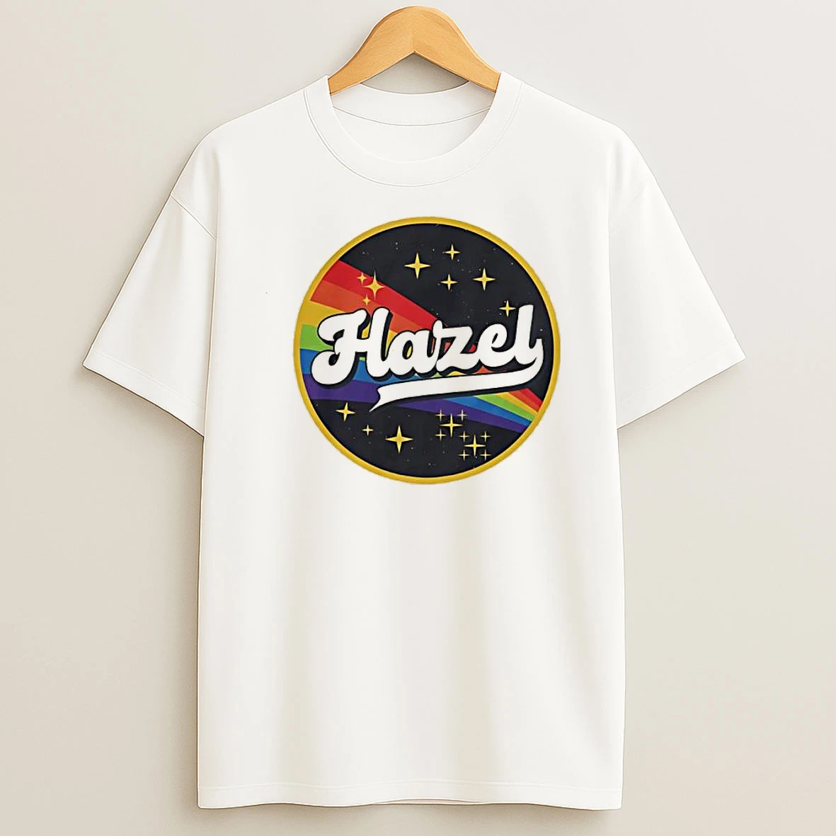 Hazel Retro Colorful Rainbow Space Stars Shirts