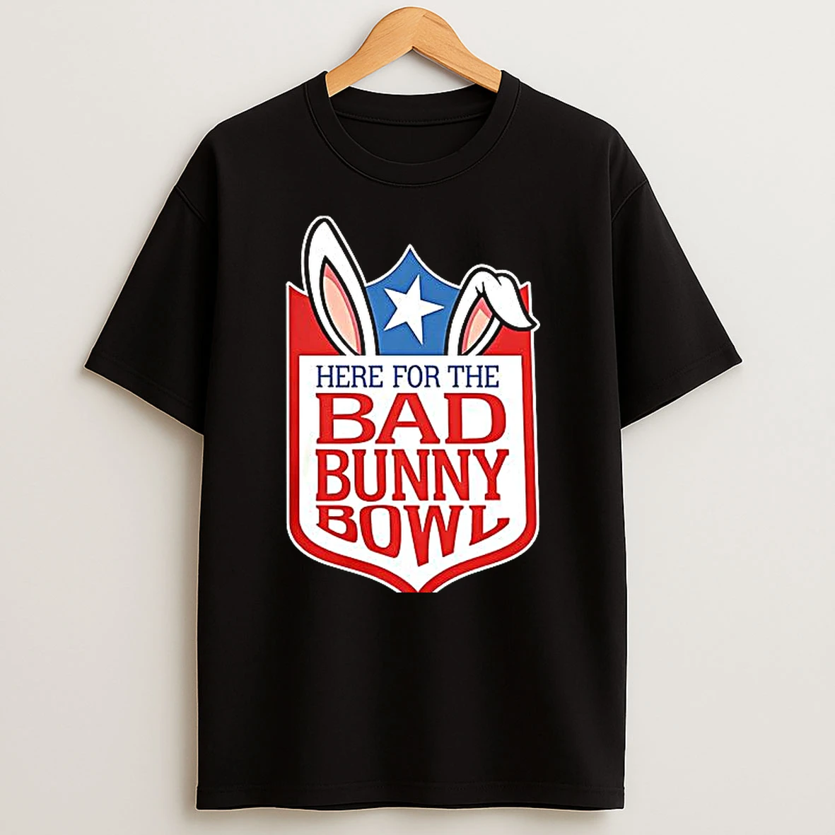 Here For The Bad Bunny Bowl X Nfl Parody Logo Woman Shirts