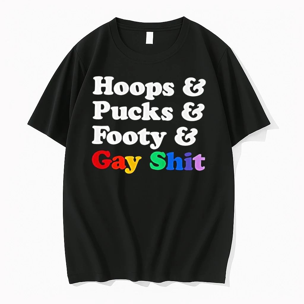 Hoops Pucks Footy And Gay Shit Rainbow Pride Sports Shirts