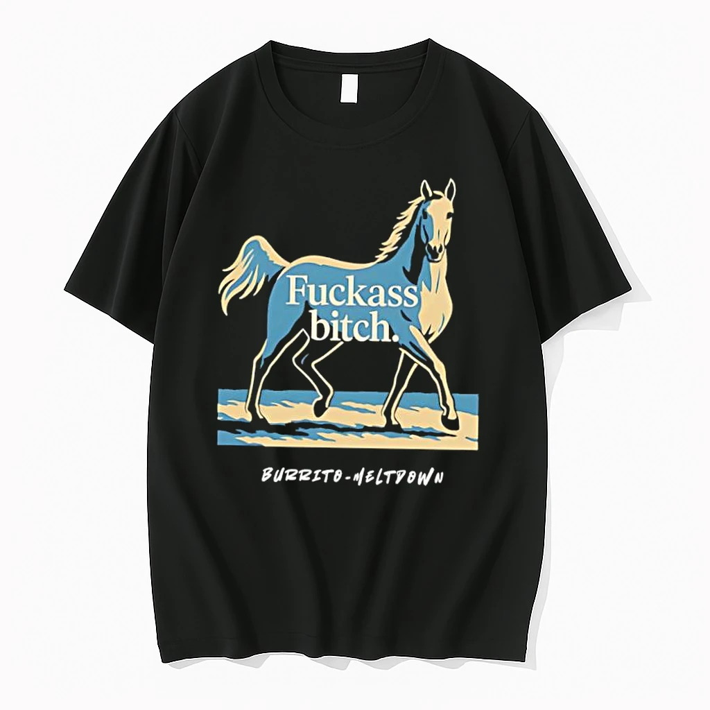 Horse Illustration Fuckass Bitch Burrito Meltdown Sarcastic Animal Meme Shirts