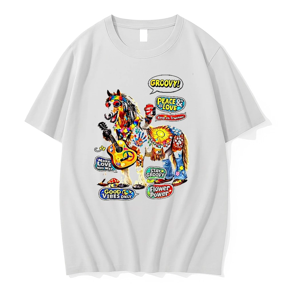 Horse Good Vibes Only Flower Power Woman Shirts