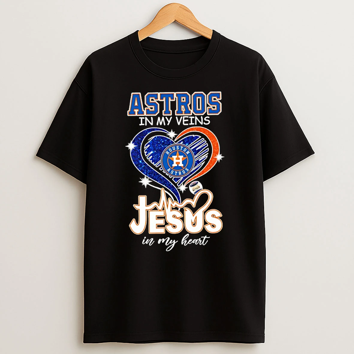 Houston Astros In My Veins Jesus In My Heart Diamond Shape Shirts