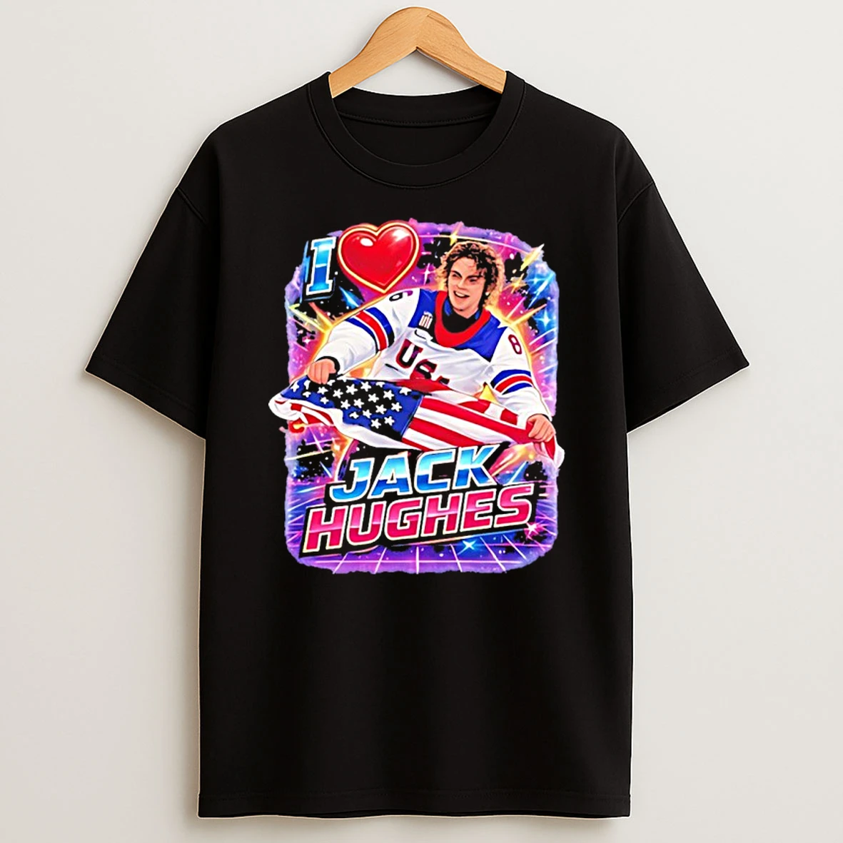 I Love Jack Hughes Usa Hockey Gold Shirts