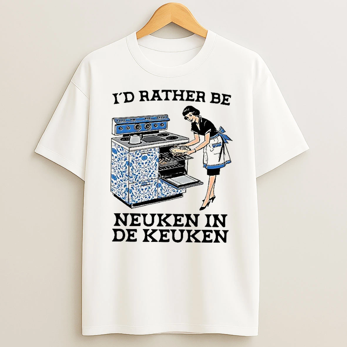 Id Rather Be Neuken In De Keuken Vintage Stove Meme Woman Shirts