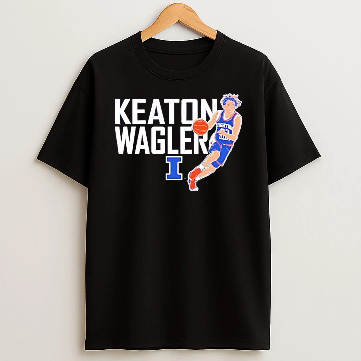 Illinois Basketball Keaton Wagler Name Pose Shirts