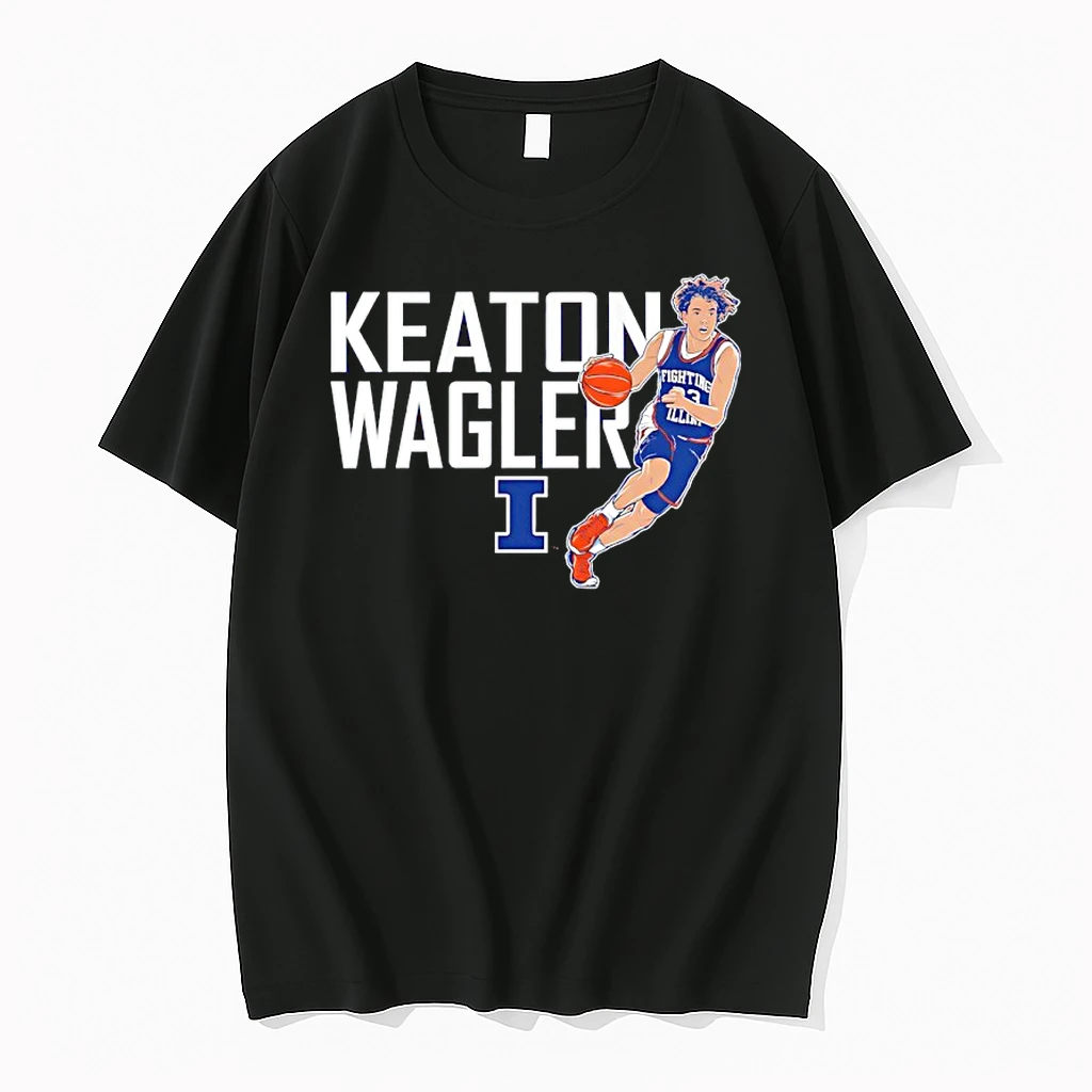 Illinois Fighting Illini Mens Basketball Keaton Wagler Name Pose Shirts