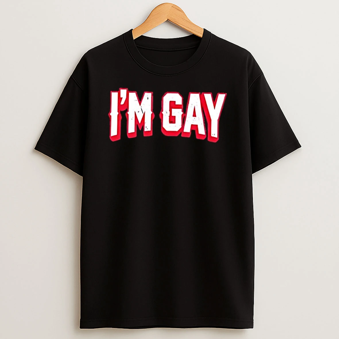 Im Gay Bold White Block Letters Distressed Red Shadow Shirts