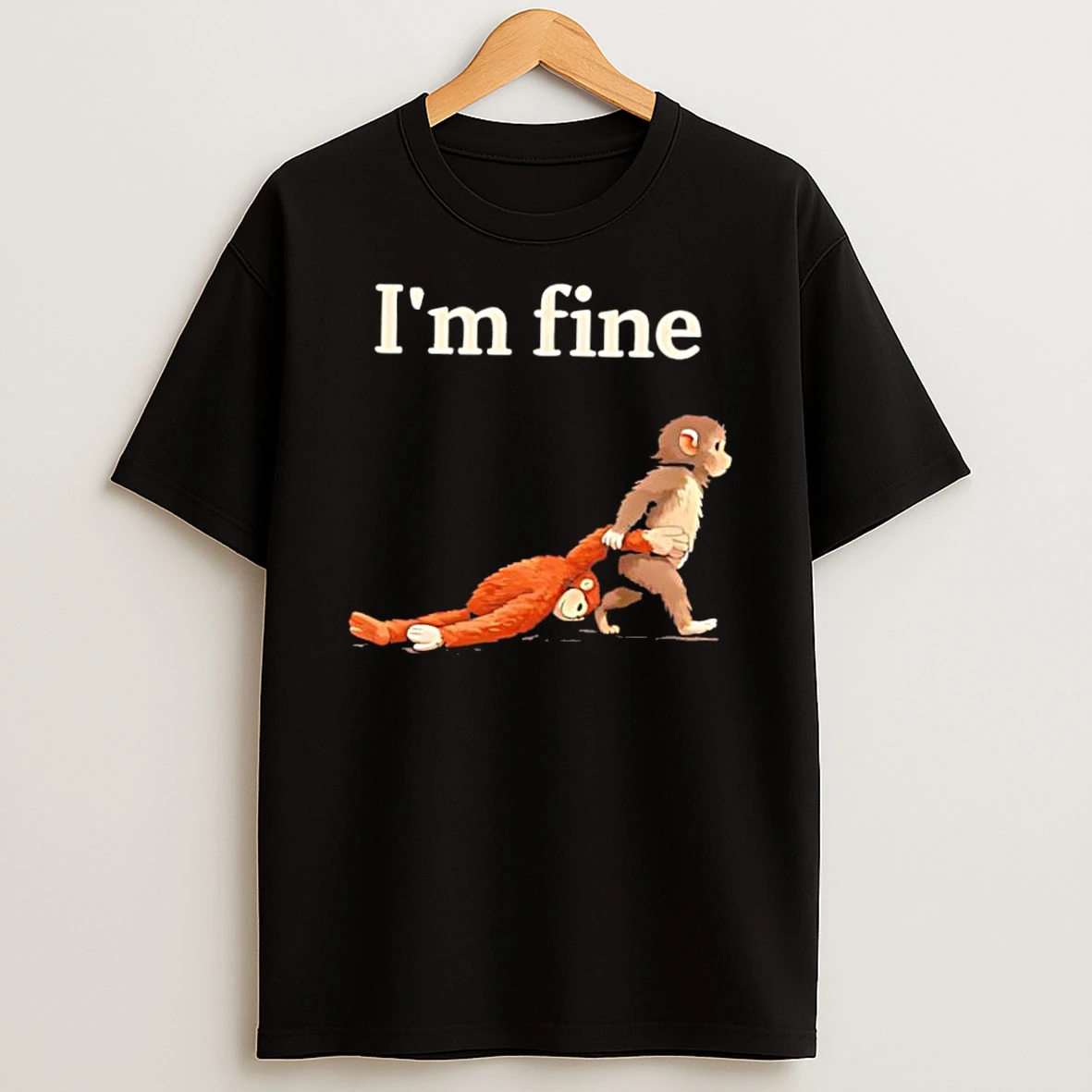 Im Fine Monkey And Slumped Orangutan Illustration Shirts