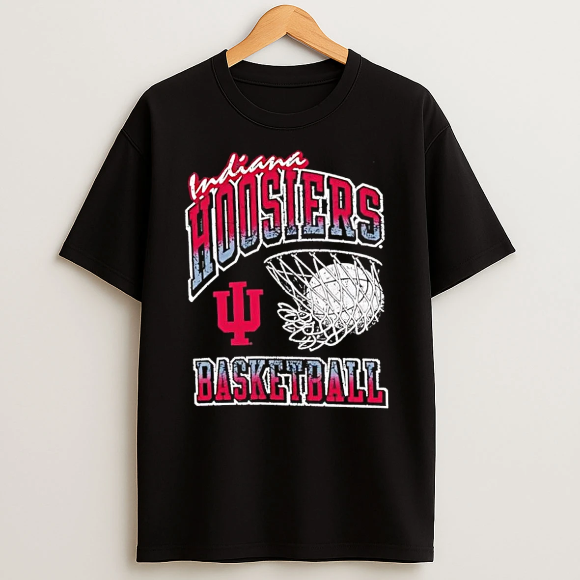 Indiana Hoosiers Basketball Net And Ball Script Logo Shirts