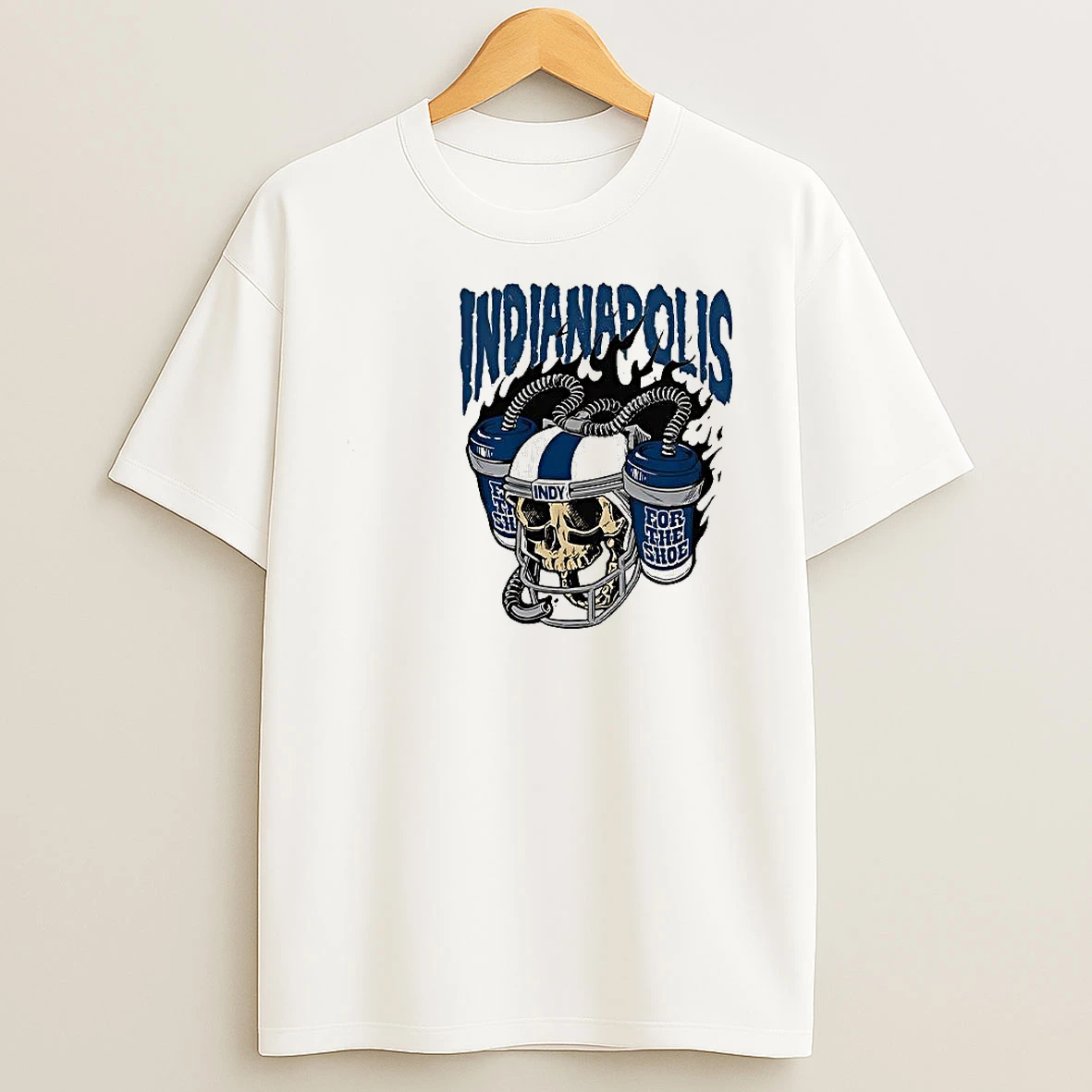 Indianapolis Colts Horseshoe Skull Beer Helmet Woman Shirts