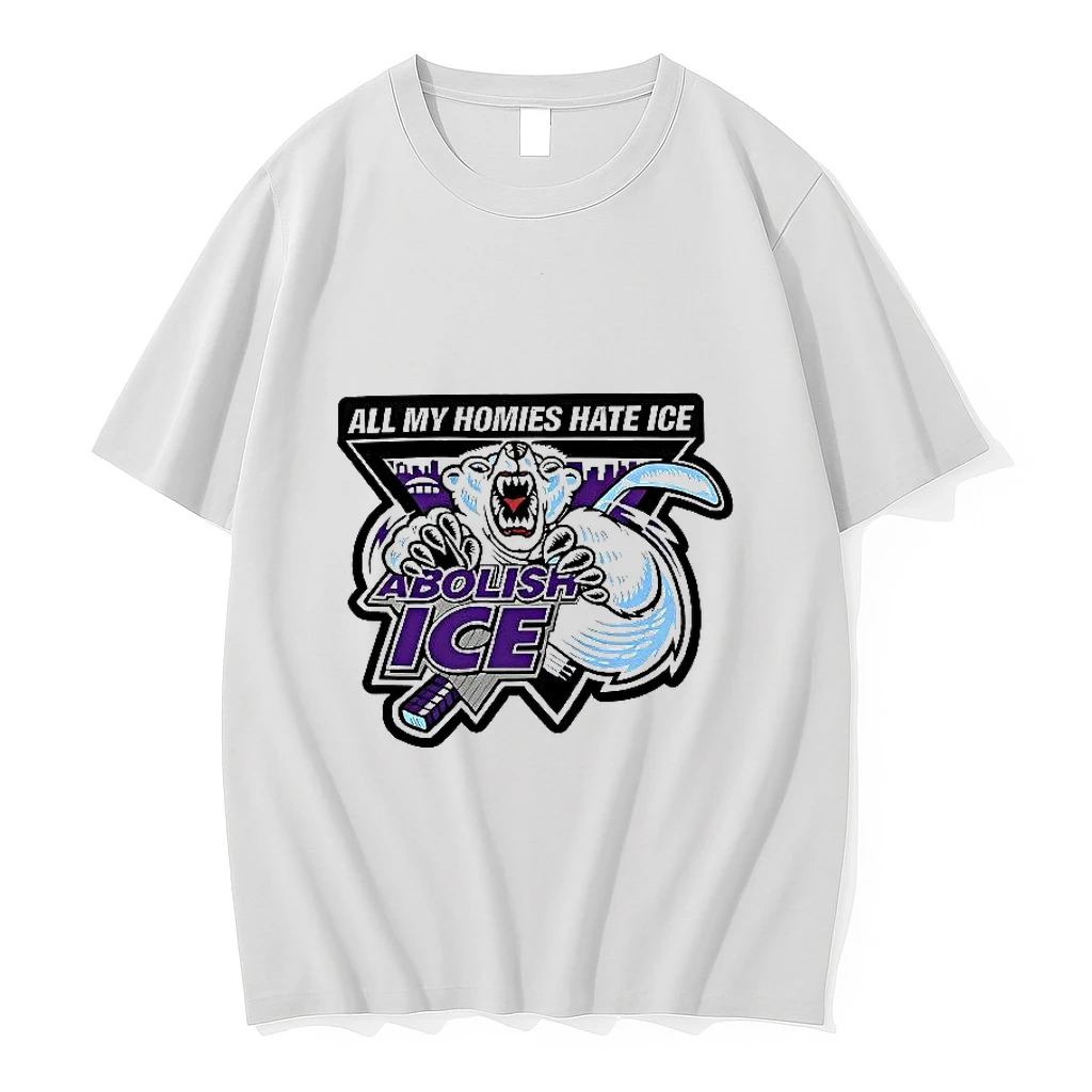 Indianapolis Ice Hockey Poler Baer All My Homies Hate Ice Abolish Ice Logo Woman Shirts