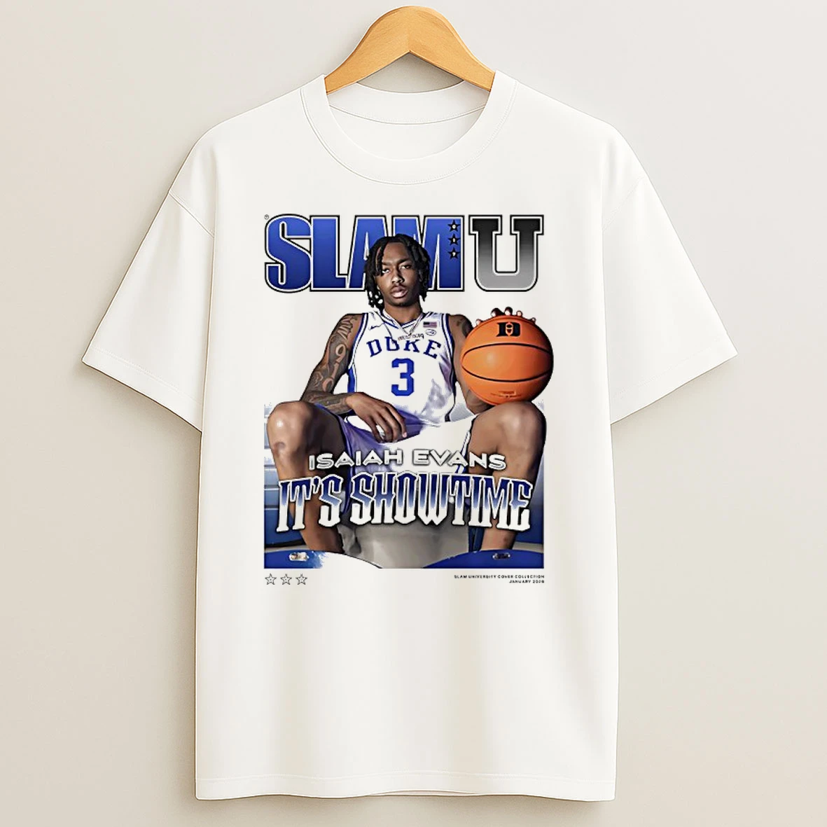 Isaiah Evans Its Showtime Duke Blue Devils Slam Shirts