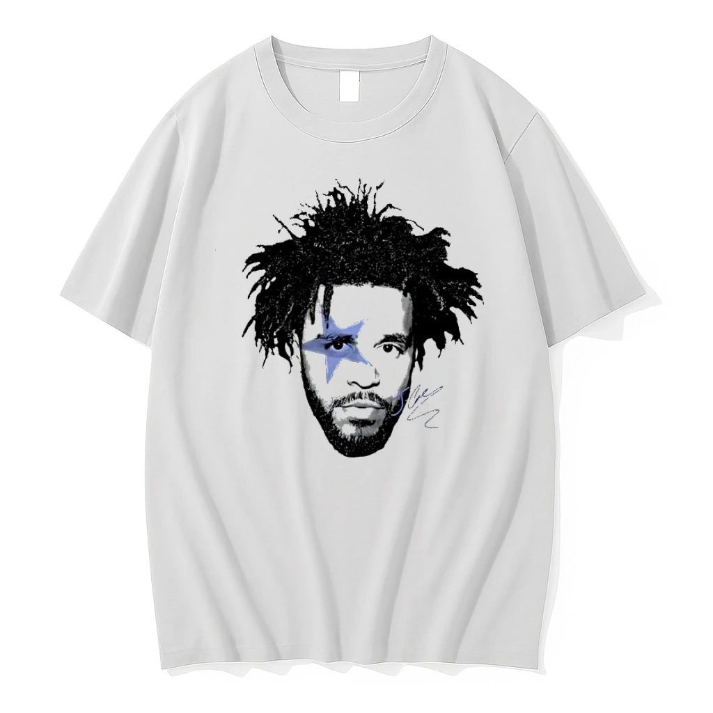 J Cole Blue Star Face Signature Graphic Music Rap Shirts