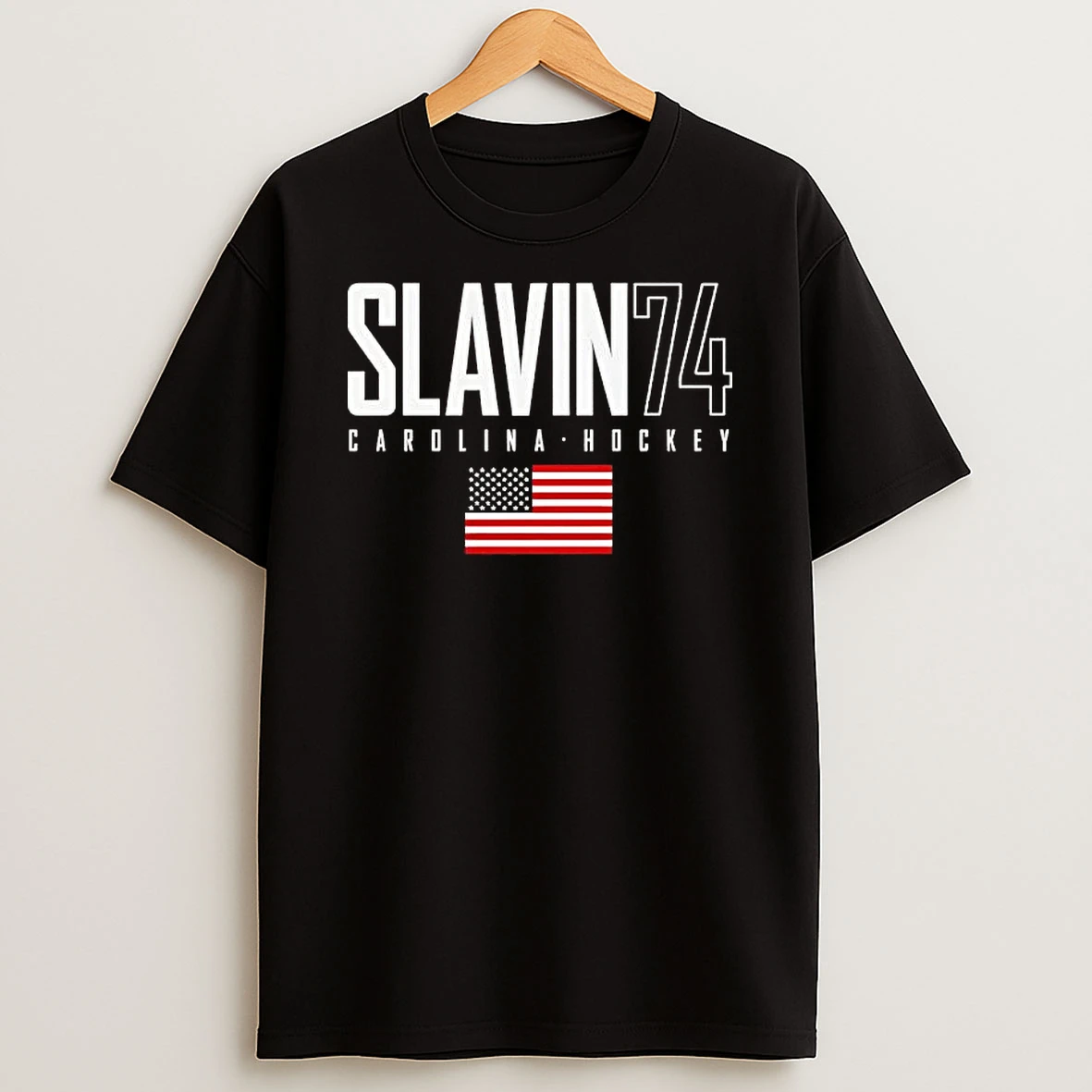 Jaccob Slavin 74 Carolina Hurricanes Usa Flag Elite Shirts