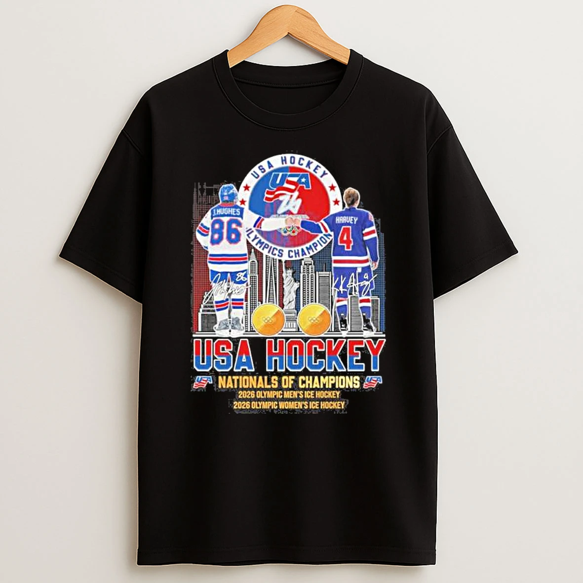 Jack Hughes And Caroline Harvey Usa Hockey Nationals Of Champions Shirts