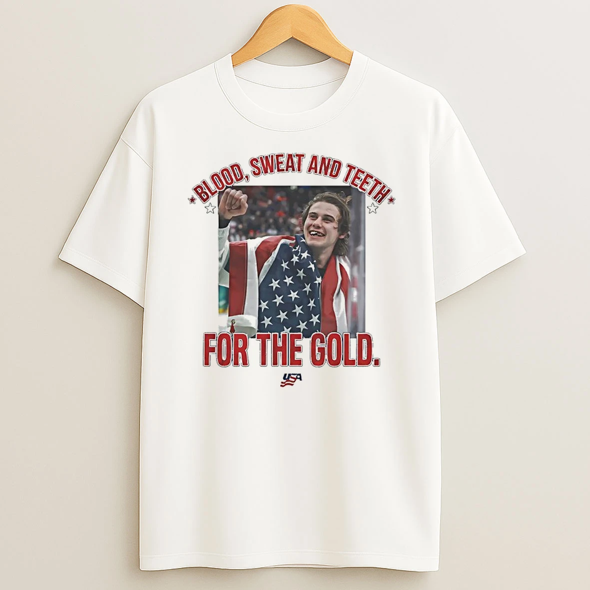 Jack Hughes Blood Sweat And Teeth For The Gold 2026 Usa Hockey Shirts