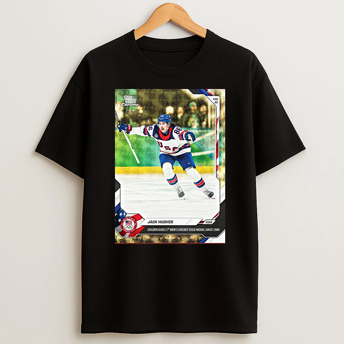 Jack Hughes Golden Goal 1st Mens Hockey Gold Medal Since 1980 Topps Now Chrome Shirts