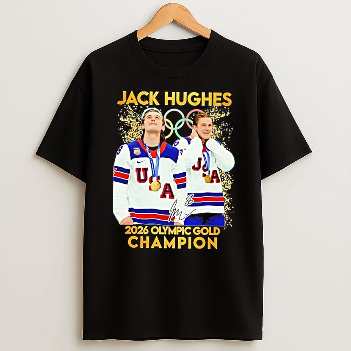 Jack Hughes Hero Usa Mens Olympic Hockey Olympic 2026 Gold Shirts