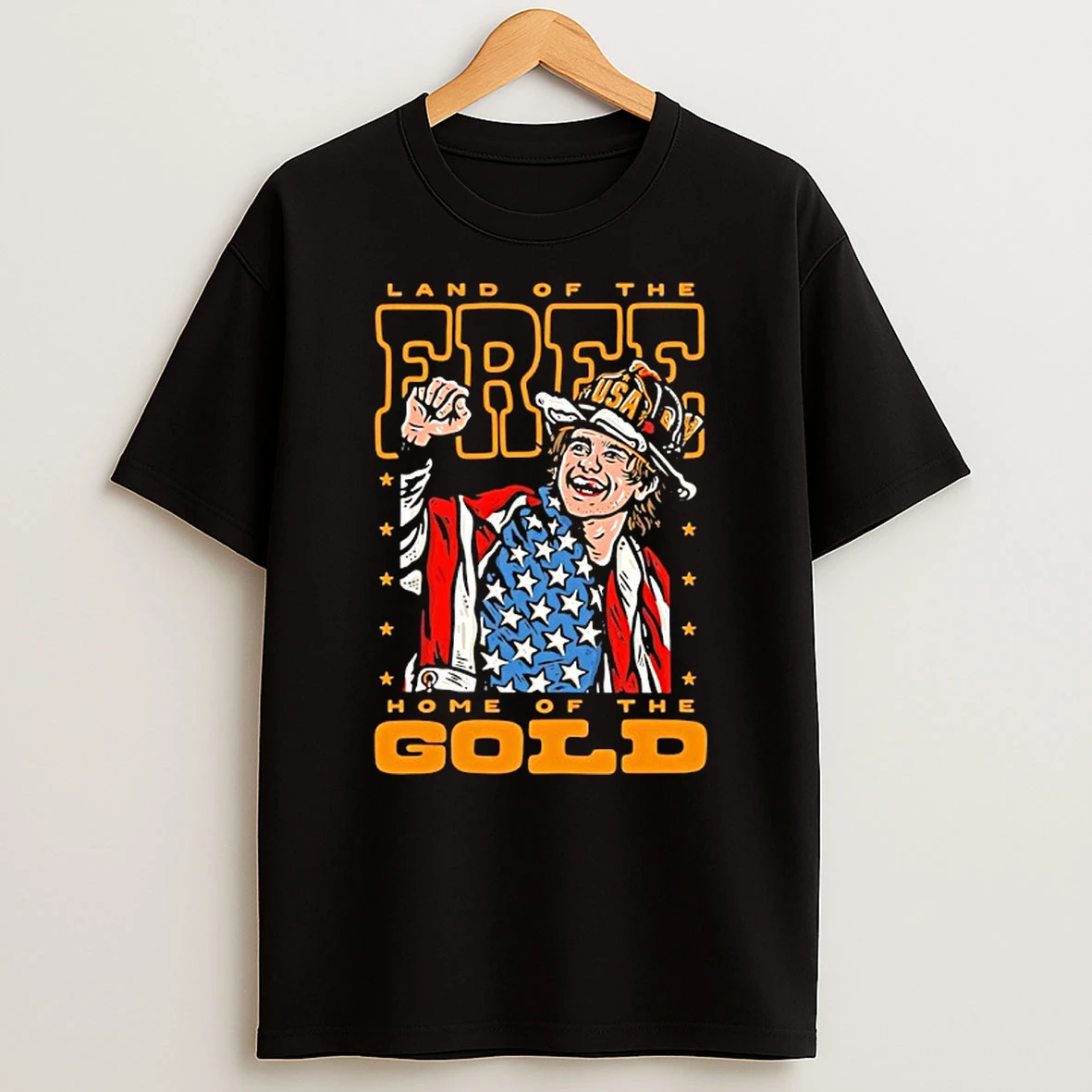 Jack Hughes Land Of The Free Home Of The Gold Shirts