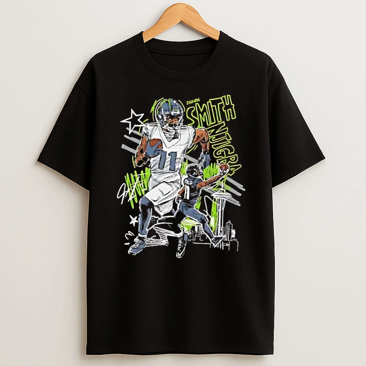 Jaxon Smith Njigba Seattle Seahawks Scribble Signature Shirts