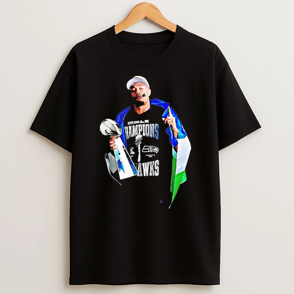 Jaxon Smith Njigba Smoking Cigar Super Bowl Lx Champions Trophy Shirts