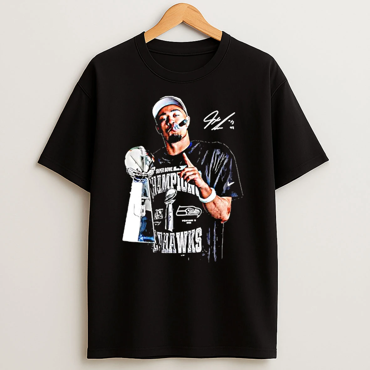 Jaxon Smith Njigba Smoking With Trophy Super Bowl Champ 2026 Signature Shirts