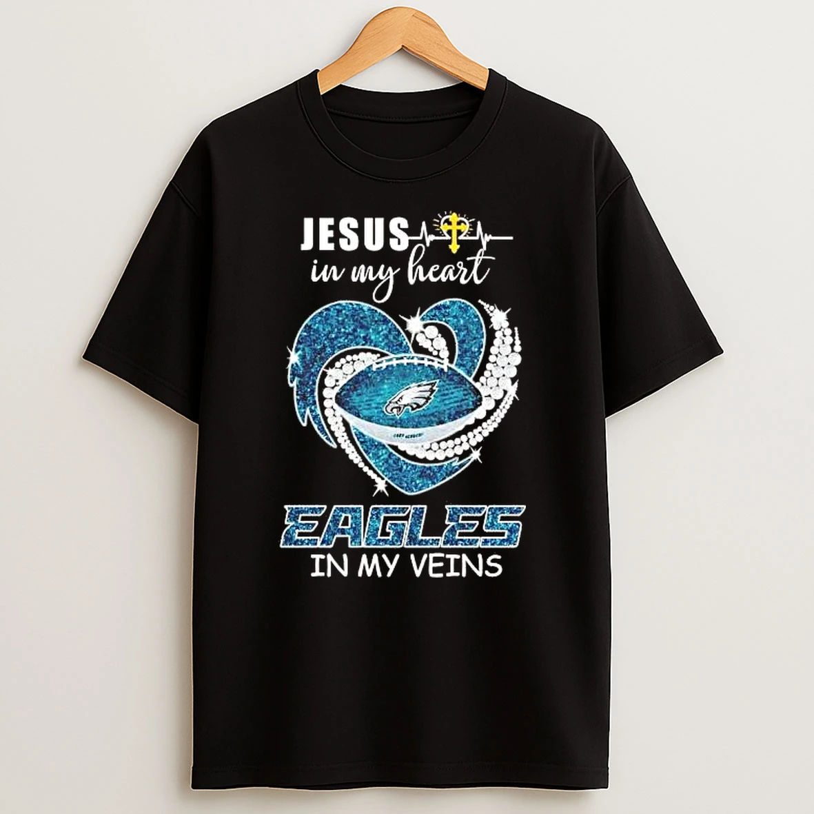 Jesus In My Heart Eagles In My Veins Diamond Heart Tee Shirts