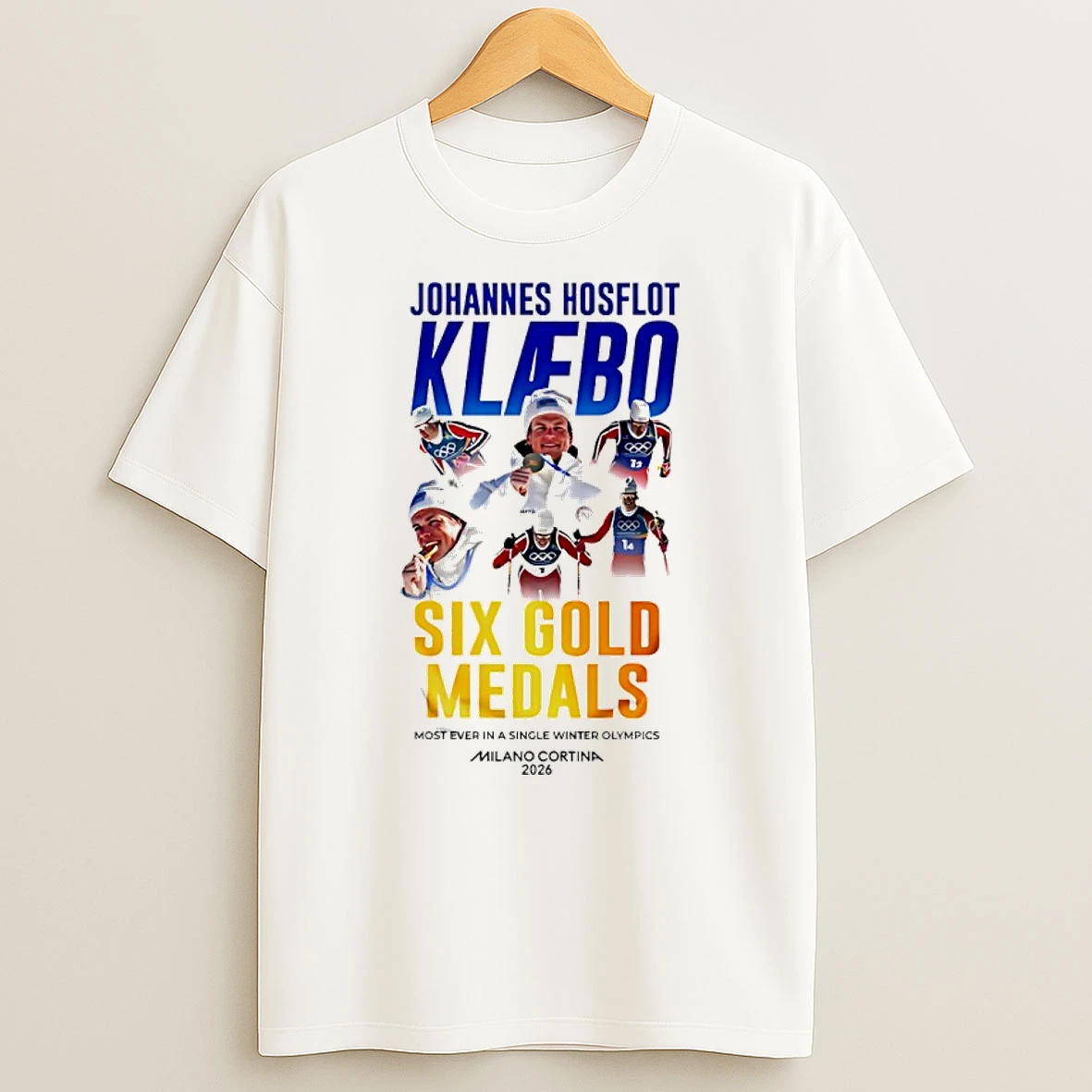 Johannes Hoesflot Klaebo Six Gold Medals 2026 Winter Olympics Milano Cortina Shirts