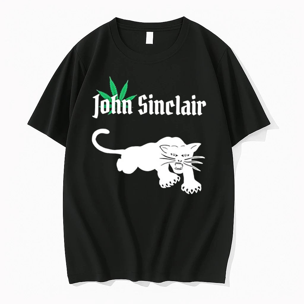 John Sinclair Marijuana Leaf White Panther Graphics Shirts